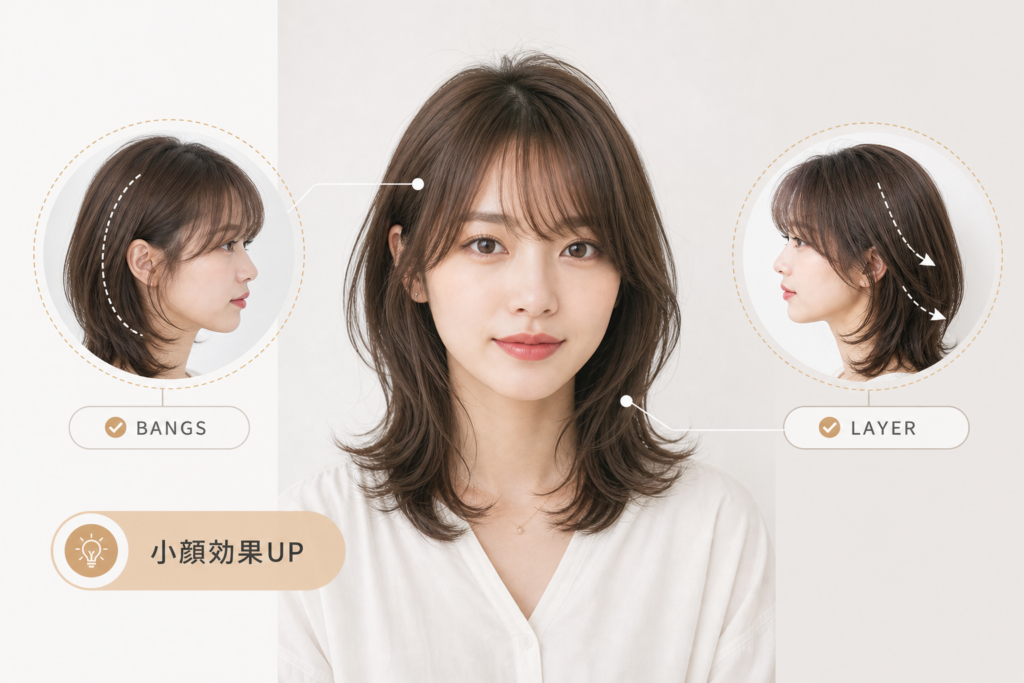 前髪とレイヤーで変わる顔型別カバーテク