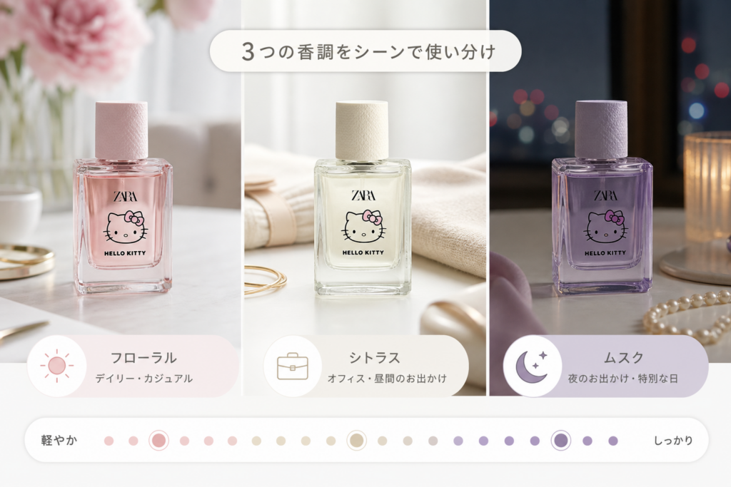 匂いの特徴をシーン別に比較・3種類の香調と似合う場面を丸わかりガイド