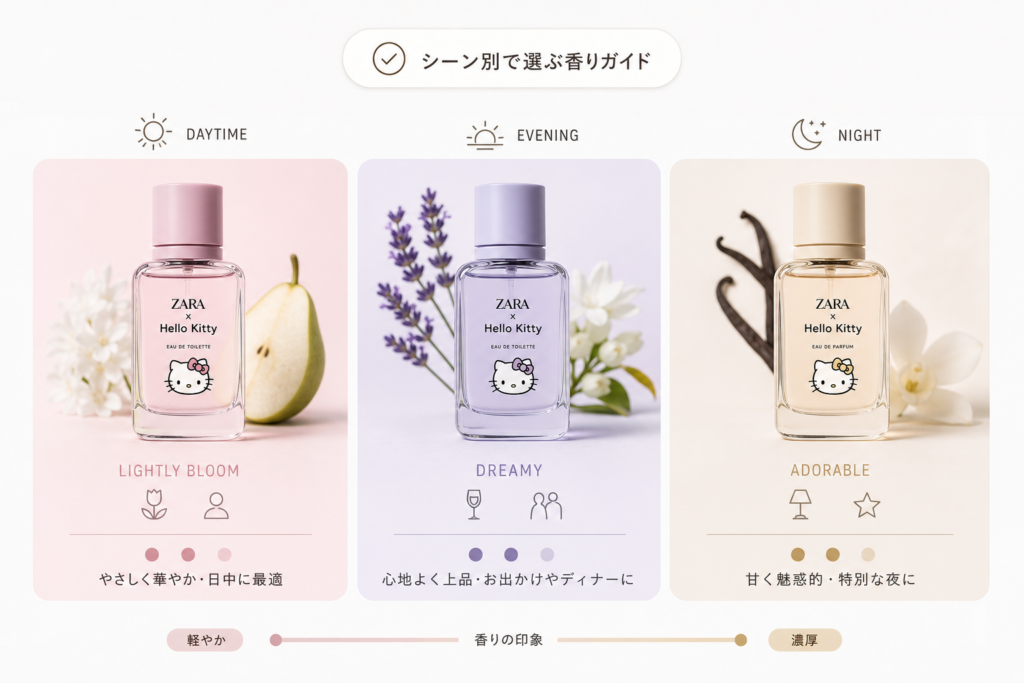 匂いの特徴をシーン別に比較・3種類の香調と似合う場面を丸わかりガイド