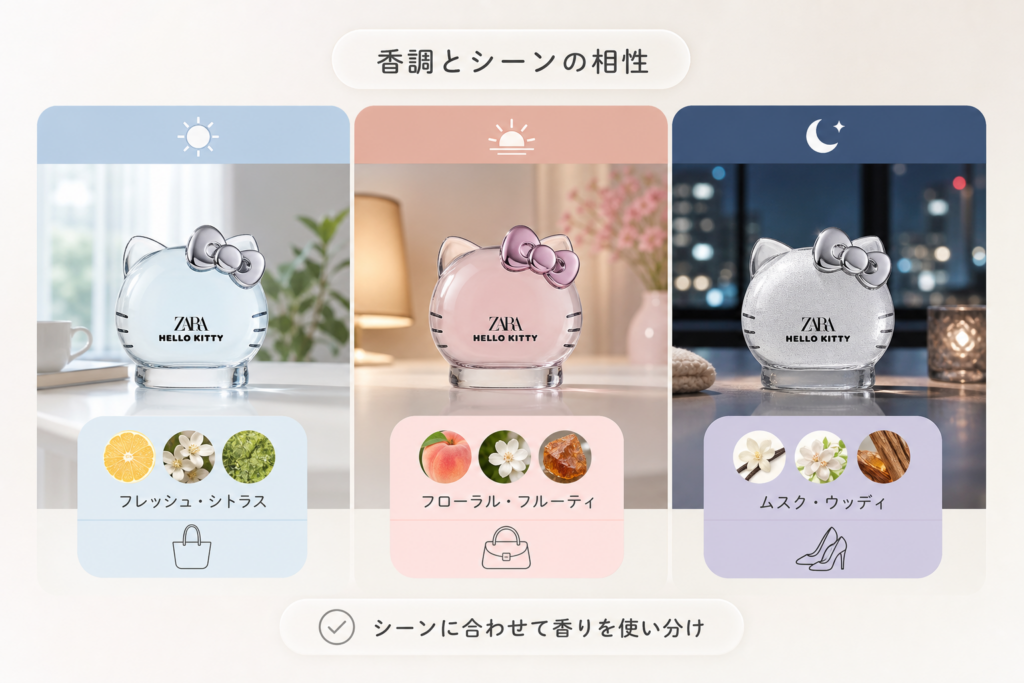 匂いの特徴をシーン別に比較・3種類の香調と似合う場面を丸わかりガイド