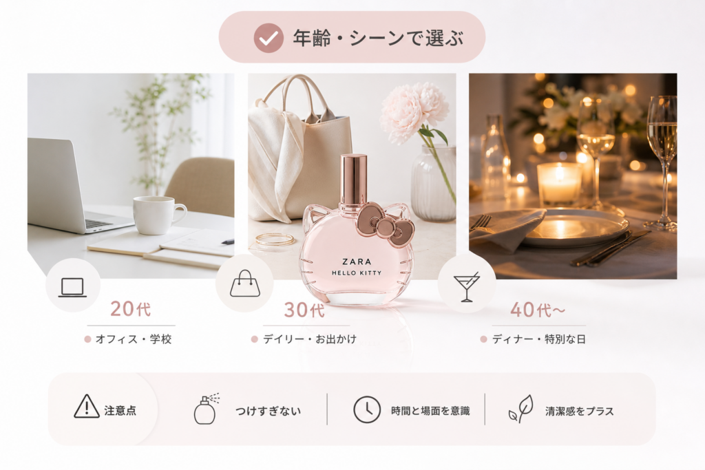 大人でも使えるZARAキティ香水・年齢別・シーン別のおすすめと注意点