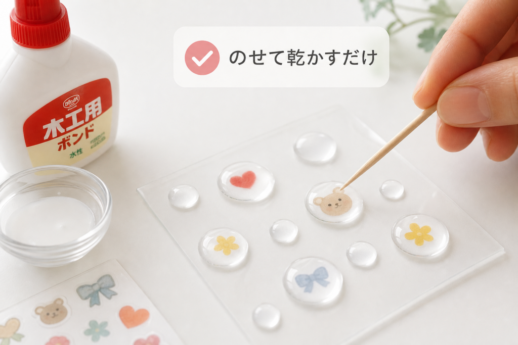 木工用ボンドで作るボンボンドロップシール作り方