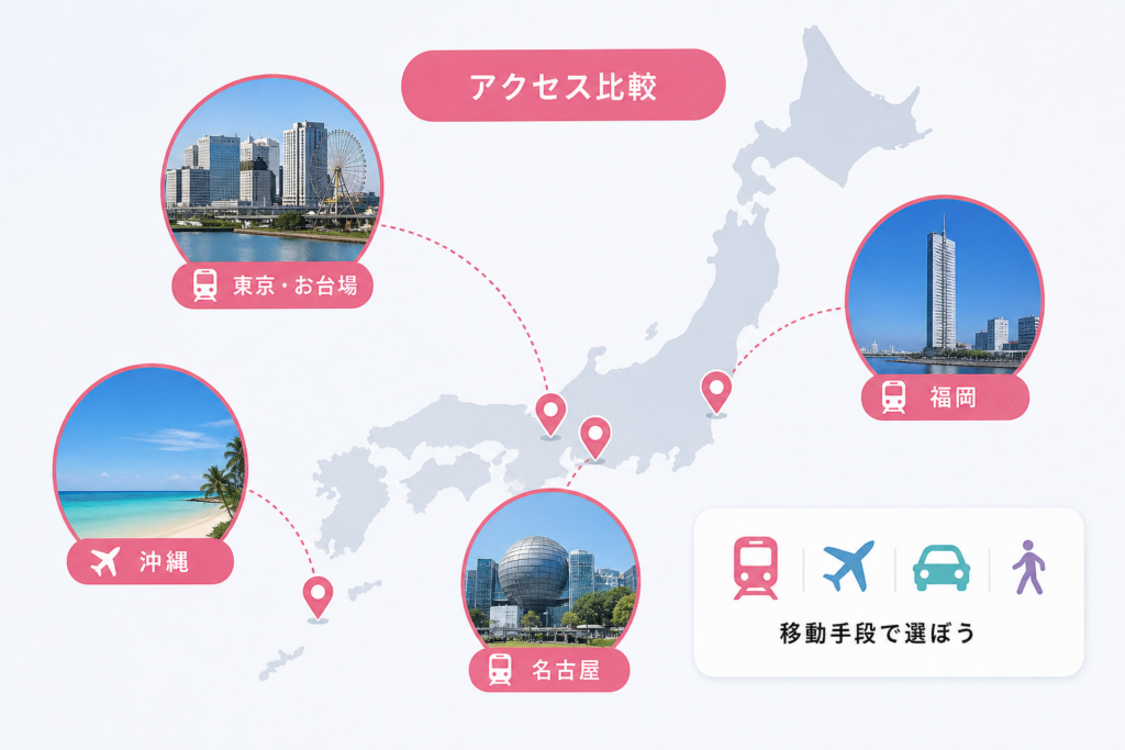 東京お台場・名古屋・沖縄・福岡の会場別アクセスと選び方ガイド