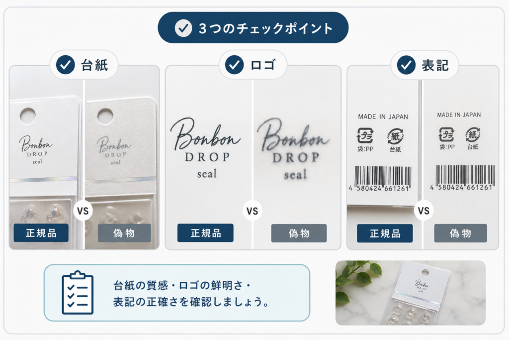 正規品と偽物の見分け方：台紙・ロゴ・表記をチェック