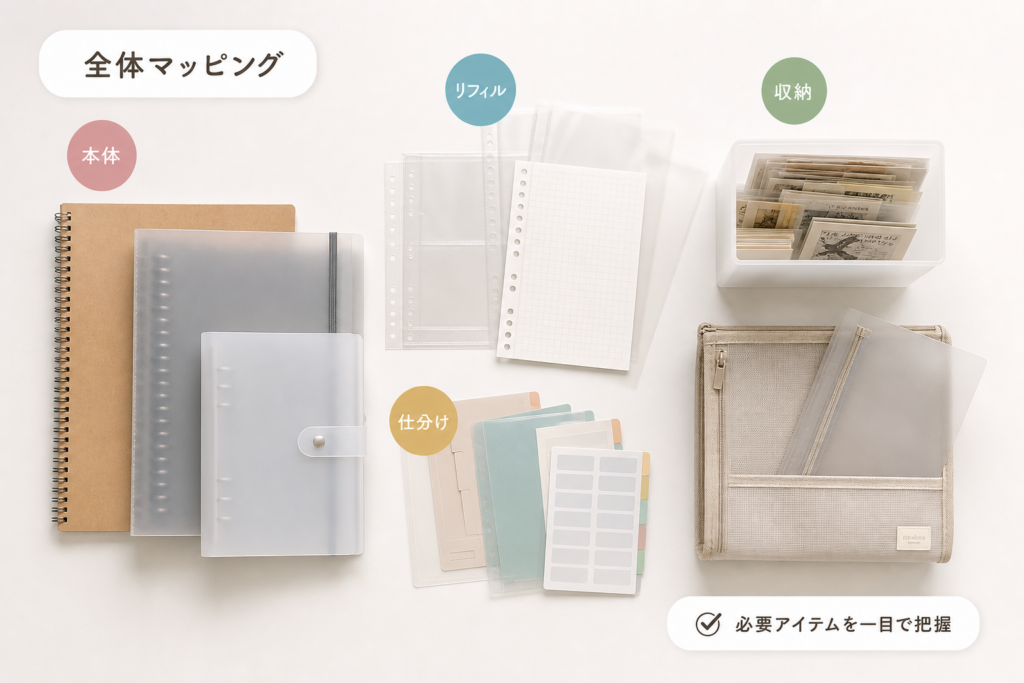 無印で買えるシール帳向きアイテムの全体マッピング