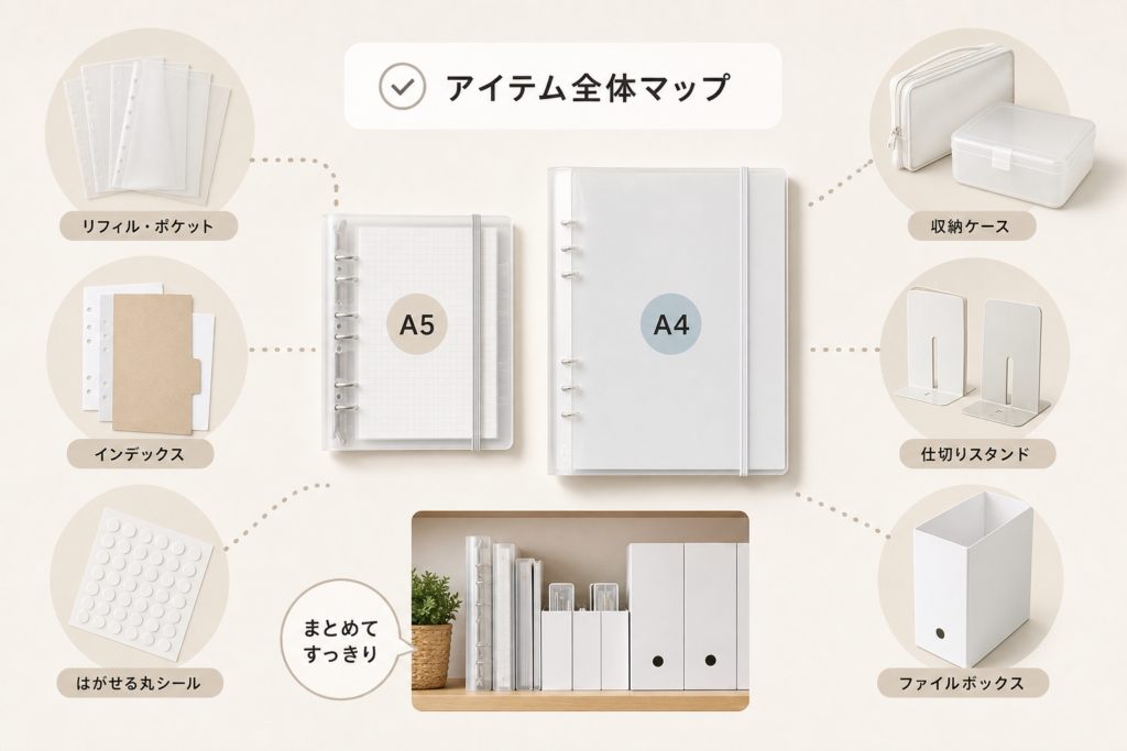 無印で買えるシール帳向きアイテムの全体マッピング