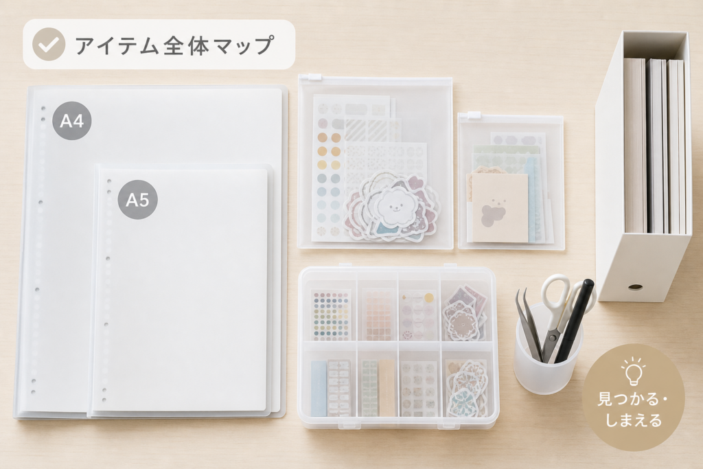 無印で買えるシール帳向きアイテムの全体マッピング