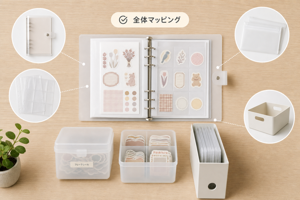 無印で買えるシール帳向きアイテムの全体マッピング