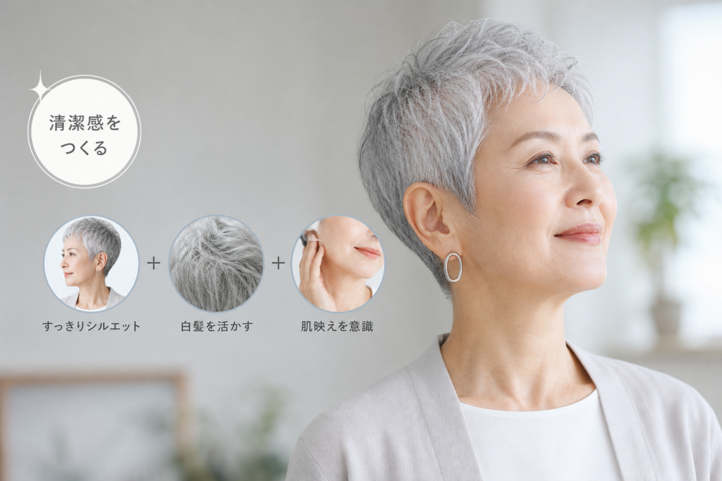 白髪・グレイヘア×ベリーショートで上品でかっこいい70代になる方法