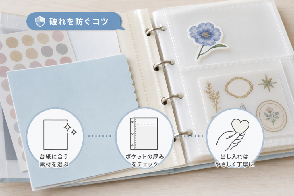 素材別ガイド 台紙とポケットの相性と破れ防止のポイント
