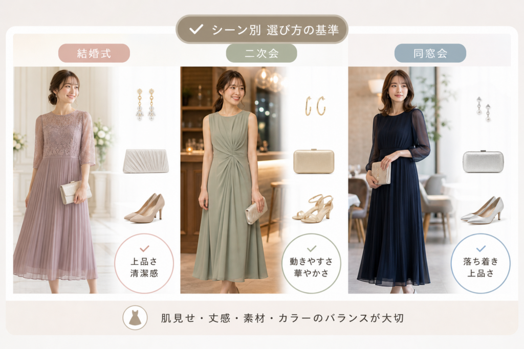結婚式・二次会・同窓会で失敗しないドレスとワンピースの選択基準