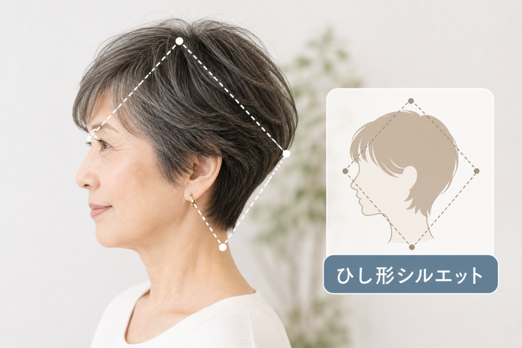 若く見える70歳のショートは横顔のひし形シルエットがカギ