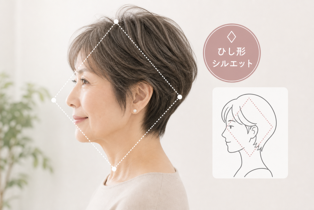 若く見える70歳のショートは横顔のひし形シルエットがカギ