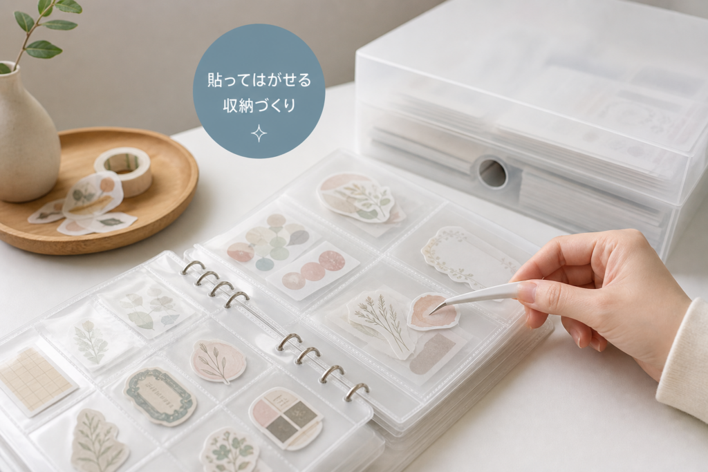 貼ってはがせるシール収納を無印で実現するコツ