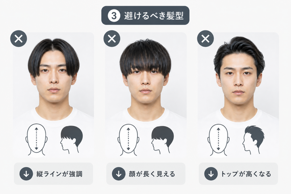 面長男性が避けるべき髪型3つとその理由