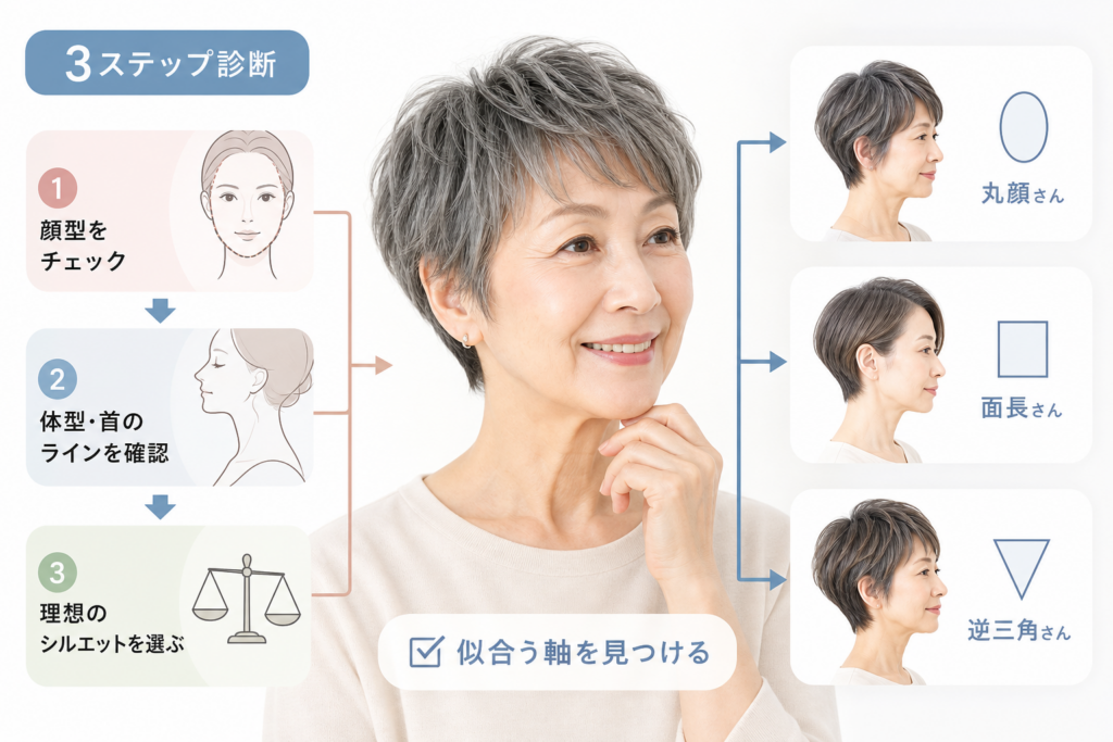 顔型・体型別で選ぶ、70代に似合うショートヘアの診断方法