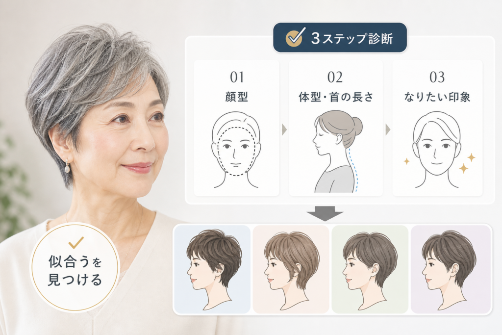 顔型・体型別で選ぶ、70代に似合うショートヘアの診断方法