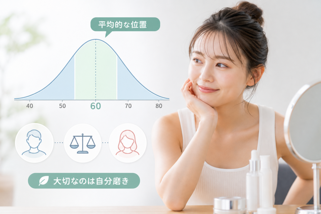 顔面偏差値60は「普通」なの?平均・男女差・「ひどい」と思った時に読むマインドガイド