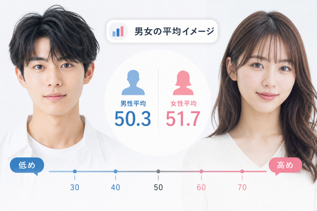顔面偏差値の平均値と男女別のリアルなイメージ