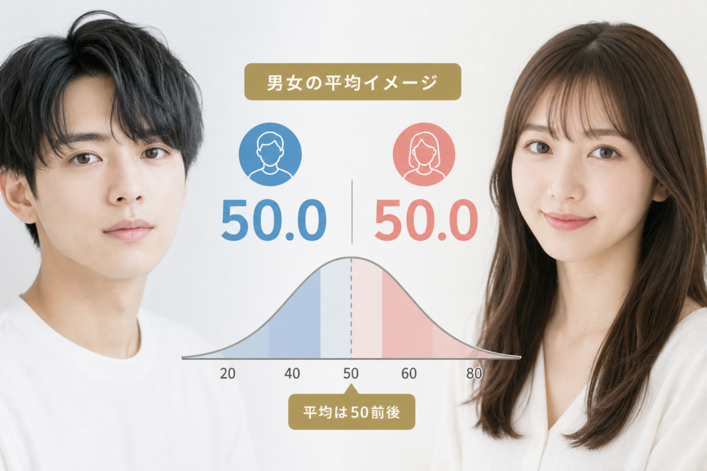 顔面偏差値の平均値と男女別のリアルなイメージ