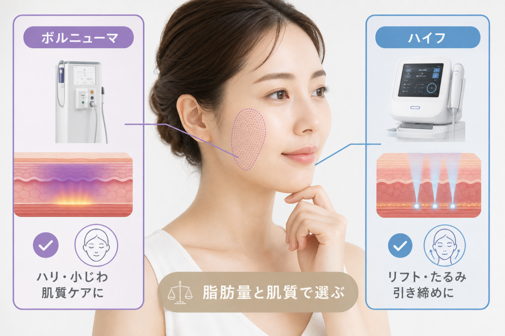 顔の脂肪量と肌質で決まる最適な治療器の選び方