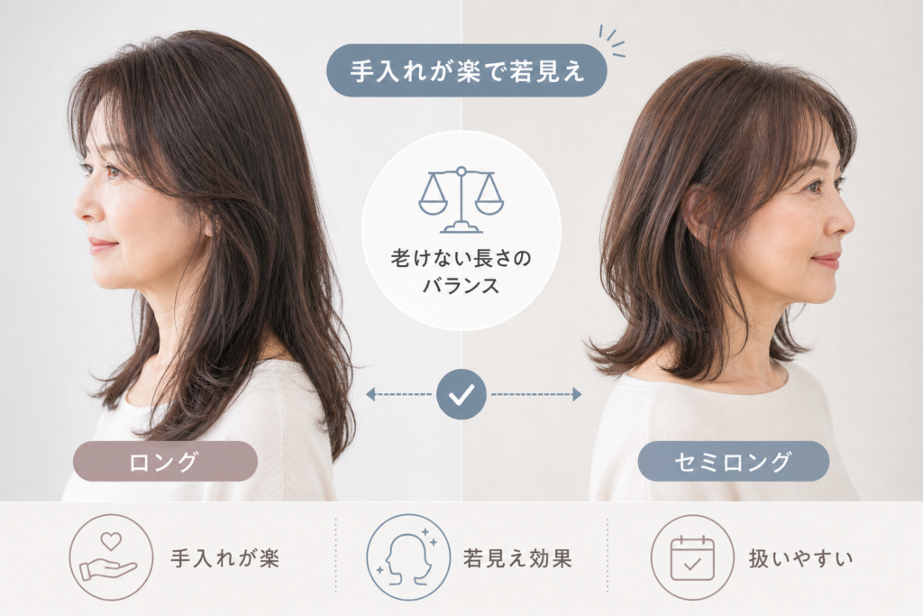 4. ロングvsセミロング！手入れが楽で老けない限界の長さと判断基準