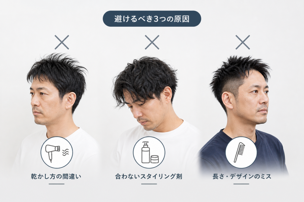 40代男性が避けるべきNG髪型とセット不要化を阻む3つの失敗原因