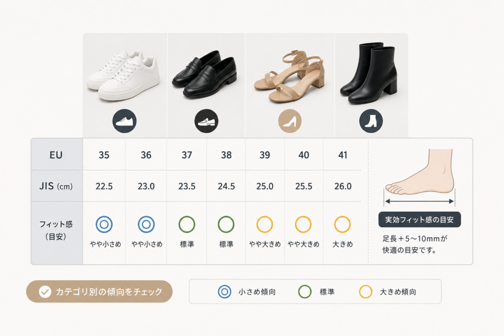 【カテゴリ別】ZARA靴のサイズ表と実効フィット感の目安