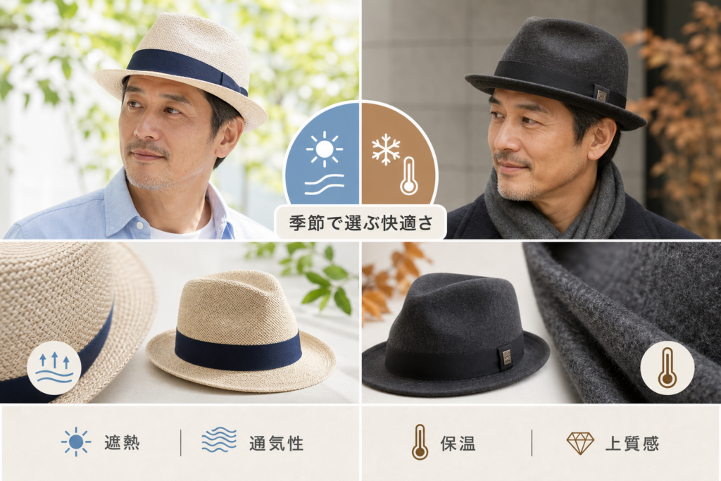 【季節・素材別】春夏は遮熱と通気性、秋冬は保温と上質感で選ぶ