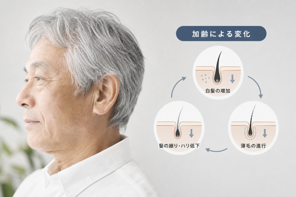 【統計・医学データ】70代の髪と頭皮のリアル事情|白髪・薄毛のメカニズム