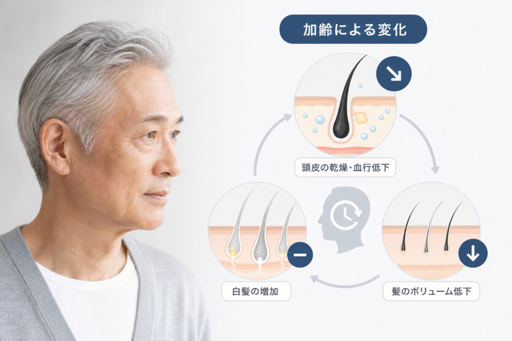 【統計・医学データ】70代の髪と頭皮のリアル事情|白髪・薄毛のメカニズム