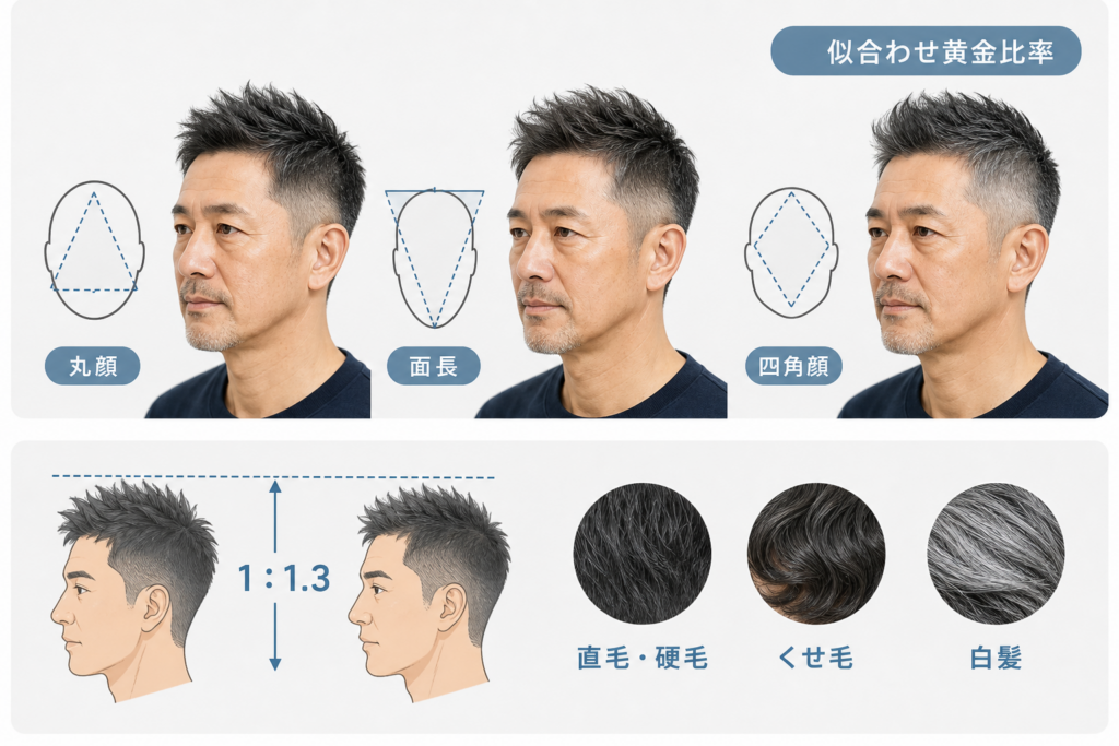 【顔型・髪質別】50代ソフトモヒカンの似合わせ黄金比率