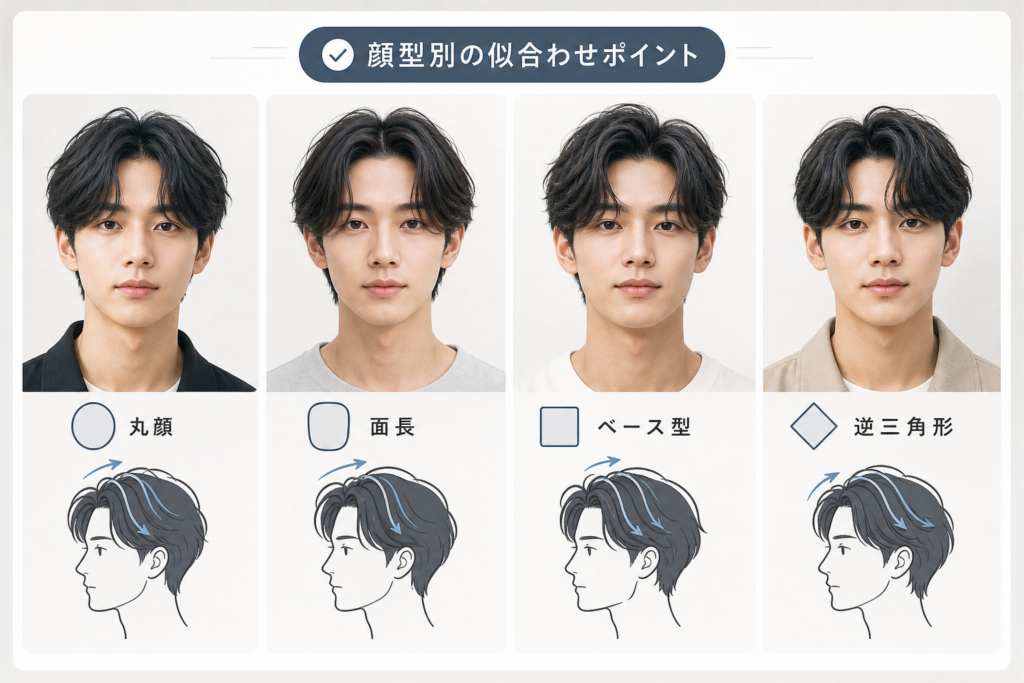 【顔型別】センターパートメンズの似合わせ補正テクニック
