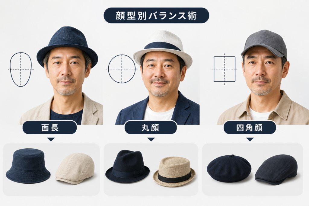【顔型別】面長・丸顔・四角顔に似合う帽子の種類とバランス調整術