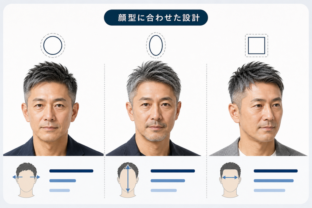 【顔型別診断】丸顔・面長・四角顔に似合う50代メンズショートの設計
