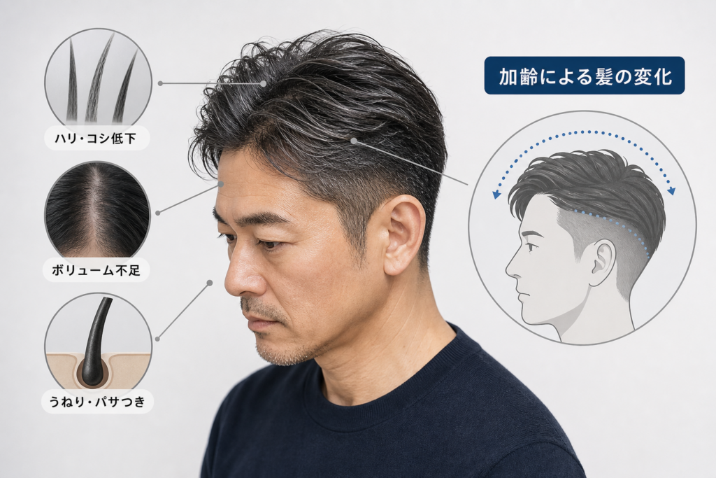 なぜ40代50代のキムタク風髪型は失敗しやすいのか?加齢毛の科学と原因