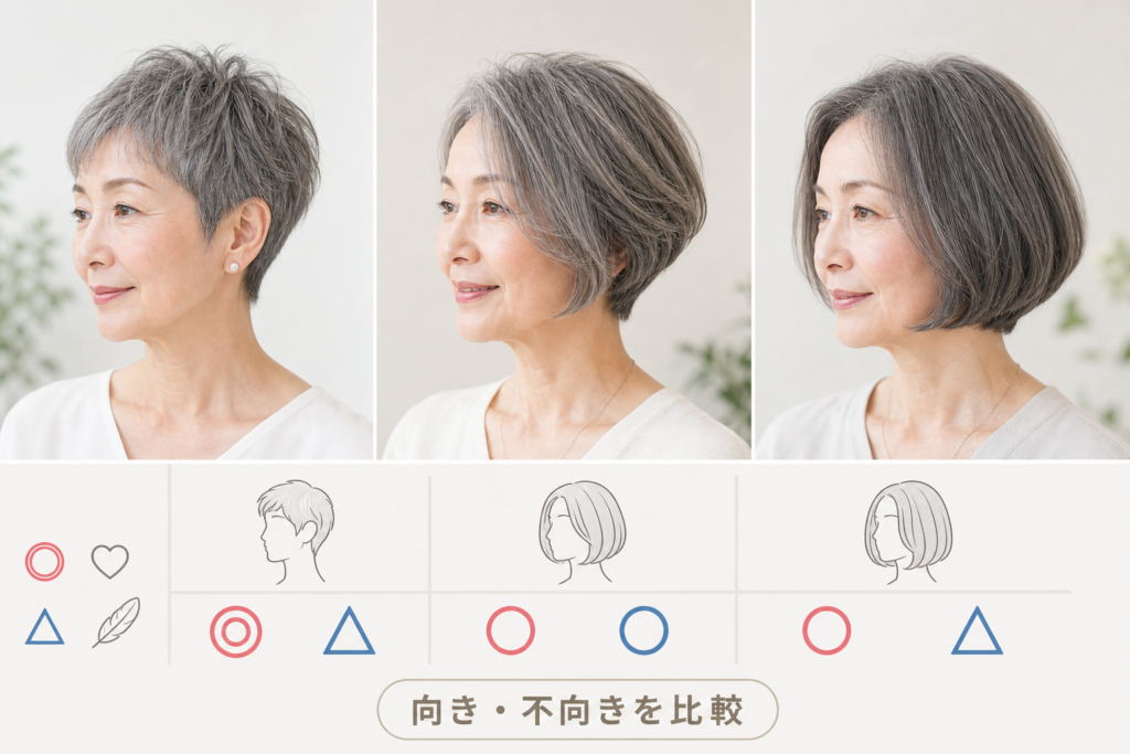 スタイル別比較：ベリーショート・ショートボブ・70代ボブの向き不向き