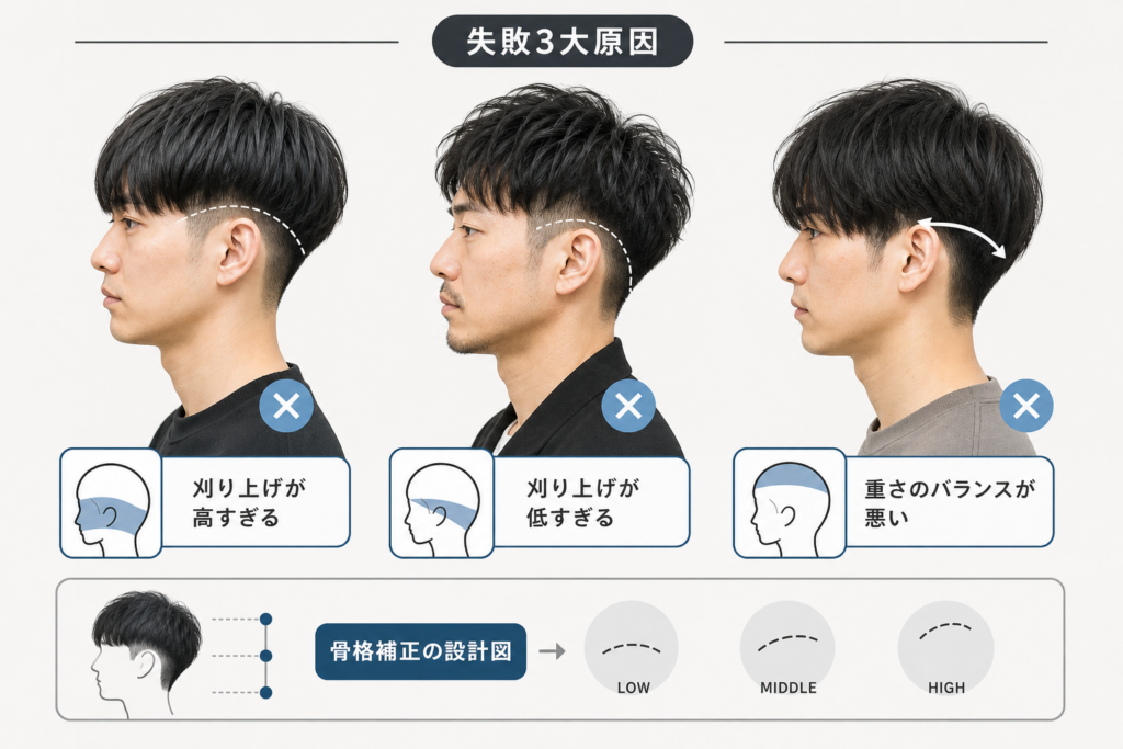 マッシュ刈り上げで大人が失敗する3大原因と骨格補正の設計