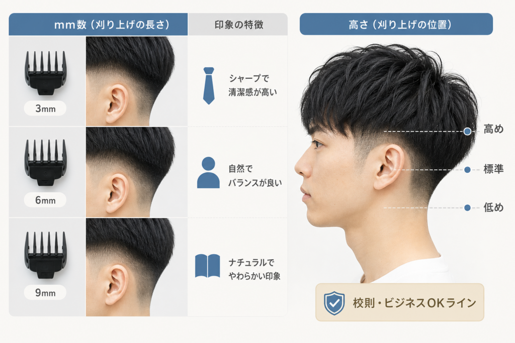 刈り上げの「mm数」と「高さ」で決まる印象｜ビジネス・校則OKライン