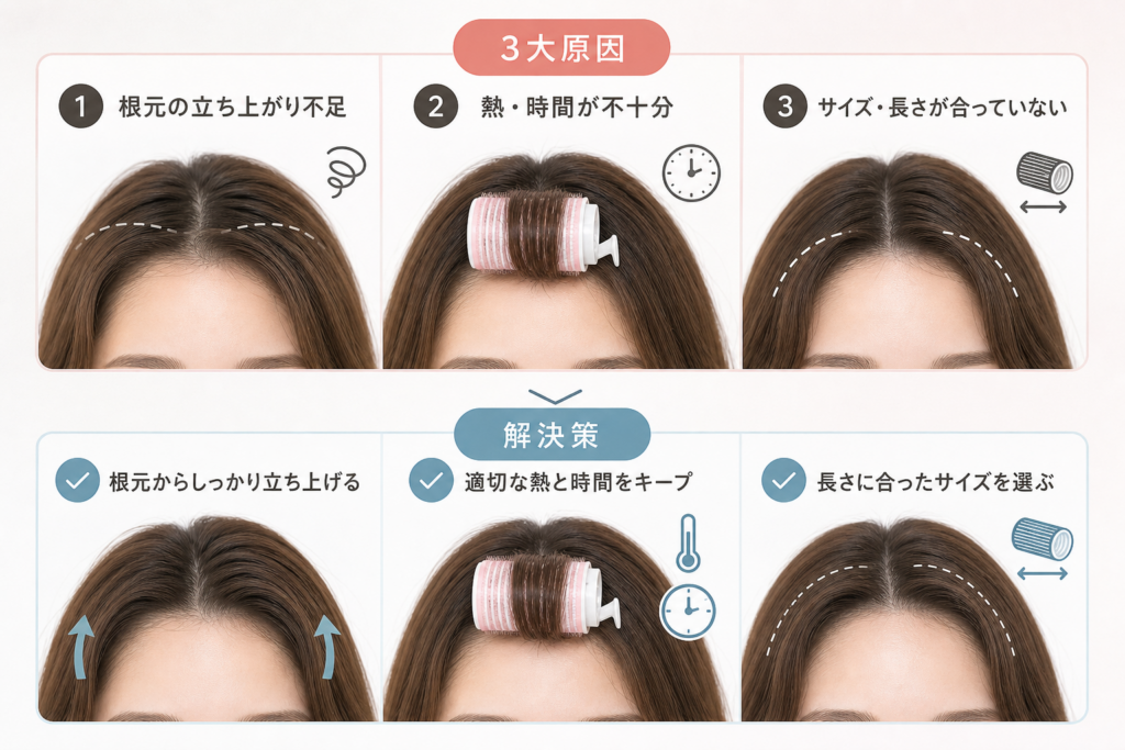 前髪カーラーでセンター分けがペタンと潰れる3大原因と解決策