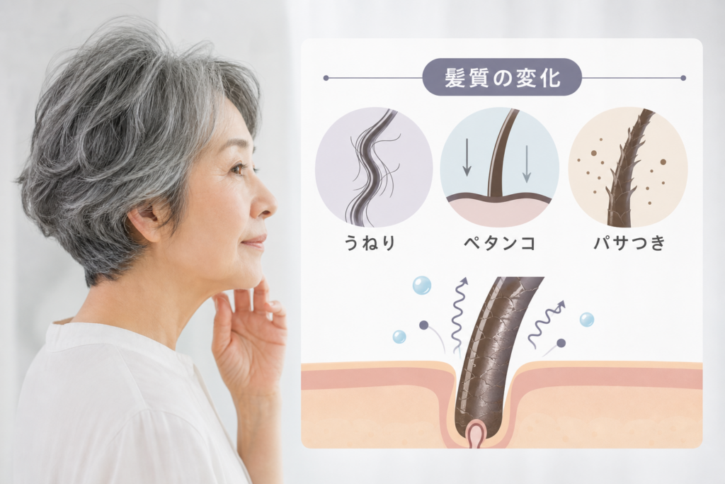 加齢による髪質変化の真相：なぜ70代の髪はうねり・ペタンコ・パサつくのか？