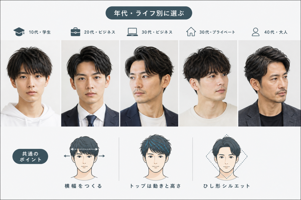年代別・ライフスタイル別に見る面長メンズのおすすめ髪型