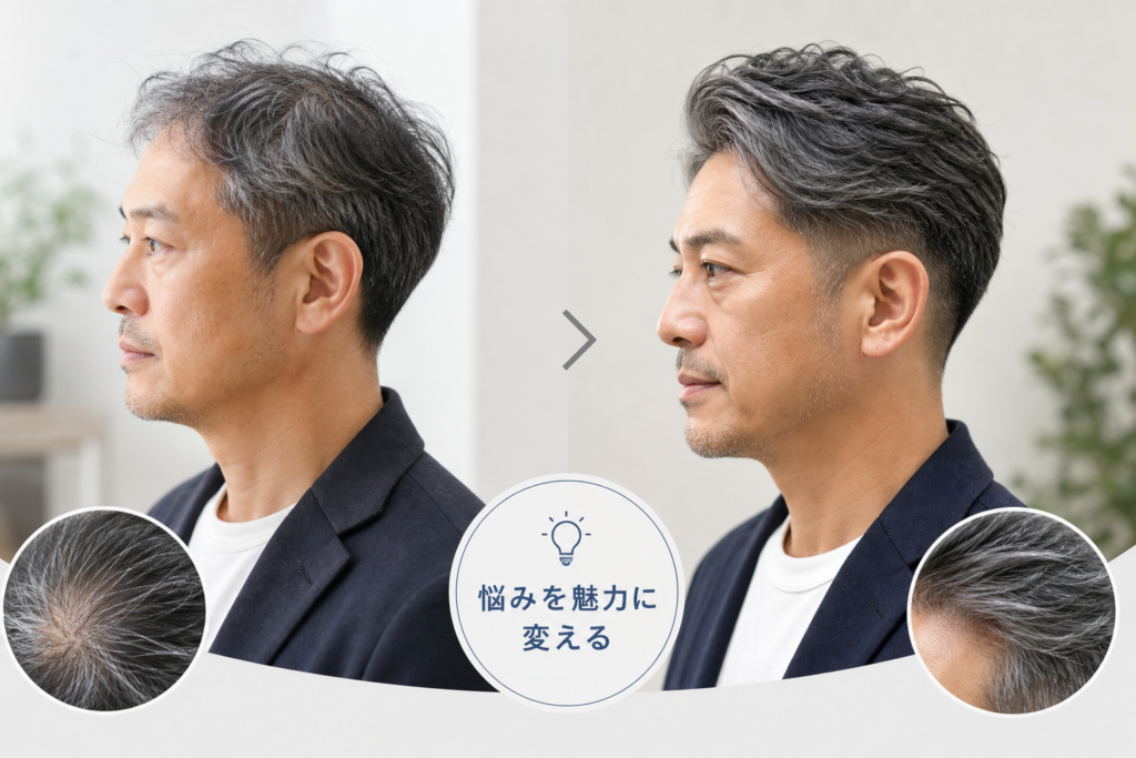 白髪と薄毛を味方につける!40代50代の髪悩み補正テクニック