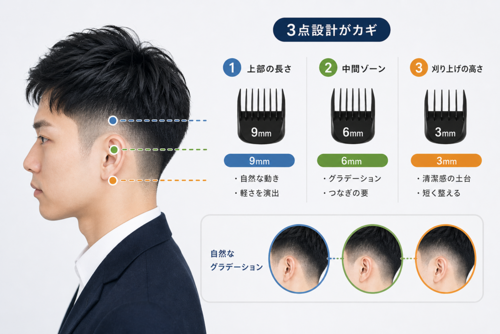 長さ・高さ・中間ゾーンの3点設計|3mm・6mm・9mmの選び方