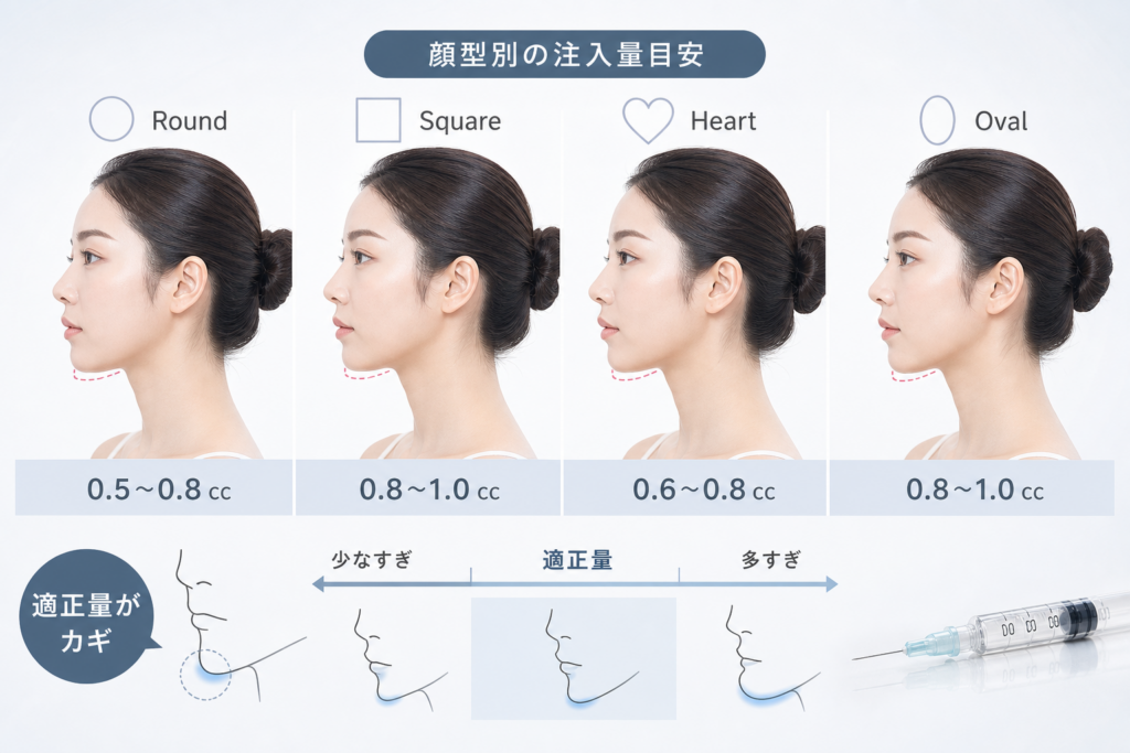 顎ヒアルロン酸の適正注入量（何cc）と顔型別デザイン目安