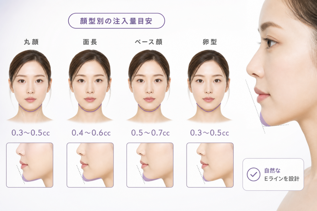 顎ヒアルロン酸の適正注入量（何cc）と顔型別デザイン目安