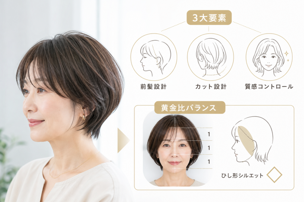 50代くせ毛ボブで手入れが楽になる3大要素と若見えの黄金比