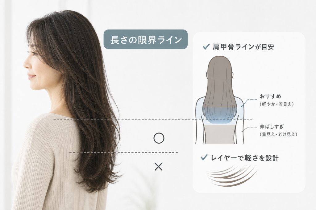 50代ロングが失敗しない「長さの限界ライン」とスタイリング設計