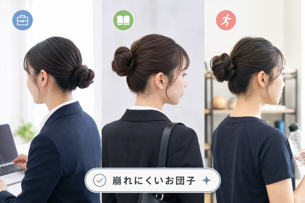 【シーン別】仕事・就活・スポーツで崩れないお団子アレンジレシピ