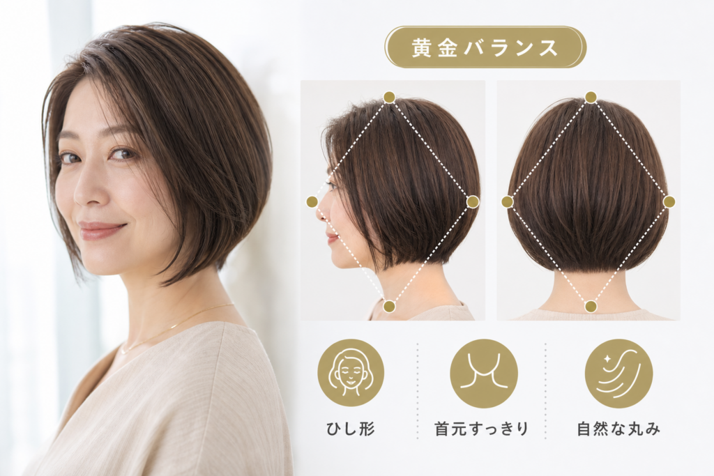 おばさん見えを回避！50代に似合う「ひし形前下がりボブ」の黄金比